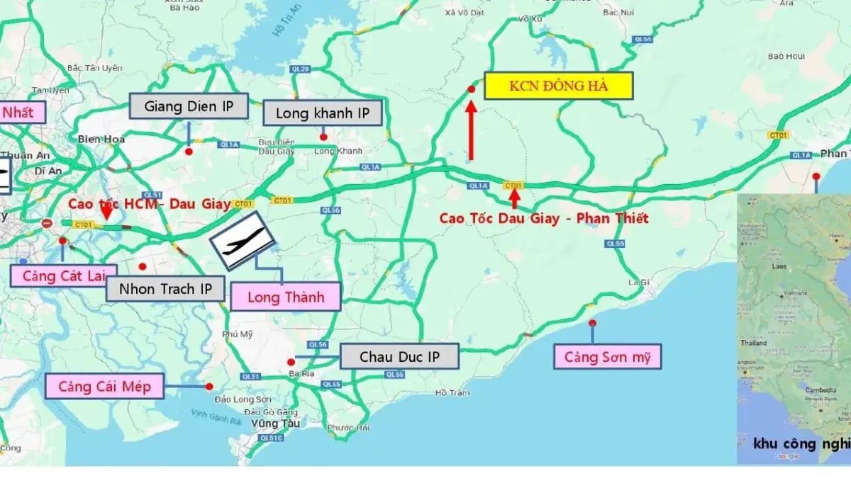 Cho thuê kho, nhà xưởng 10ha ở KCN Đông Hà, Huyện Đức Linh, Tỉnh Bình Thuận có cơ sở hạ tầng chuẩn Hàn Quốc